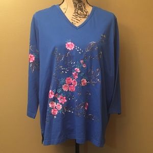NWT QVC IndigoMoon embroiderd top